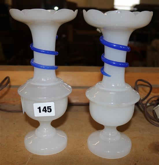 Pair opaline glass vases(-)